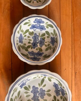 Set 3 Ciotole Vintage Ceramica Dipinta a Mano