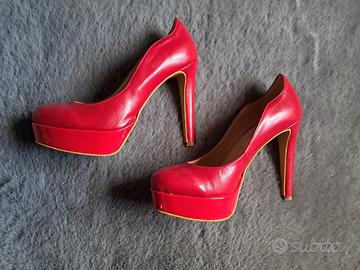 Scarpe Décolleté Rosse Miss Globo in Vera Pelle