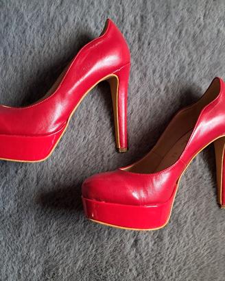 Scarpe Décolleté Rosse Miss Globo in Vera Pelle