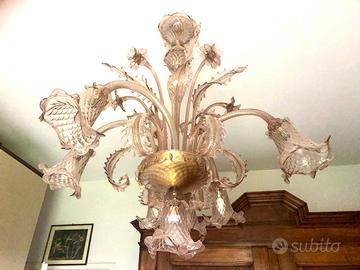 Lampadario in vetro soffiato di Murano