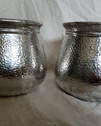2 vasi vintage ceramica argento