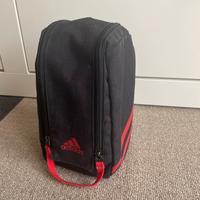 NUOVO Beauty Case Adidas Nero con Bande Rosse