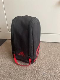 NUOVO Beauty Case Adidas Nero con Bande Rosse