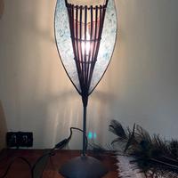 Lampada in bambù e carta di riso azzurra