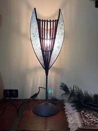 Lampada in bambù e carta di riso azzurra