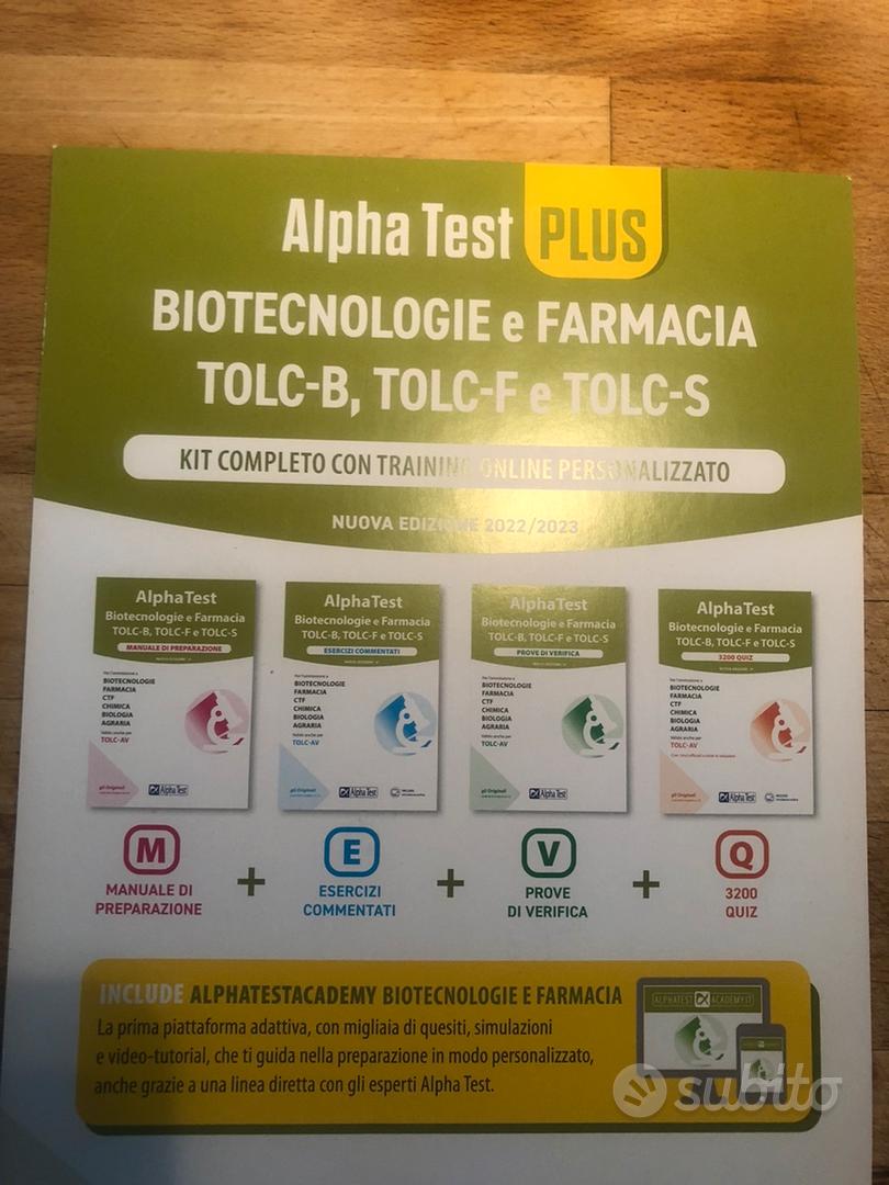 Alpha Test Plus Biotecnologie e Farmacia TOLC-B, TOLC-F e TOLC-S - Kit di  preparazione Plus - Biotecnologie e farmacia TOLC-B, TOLC-F e TOLC-S -  Alpha Test