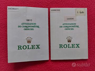 Rolex Sea-Dweller Rolex Submariner Garanzie Carta