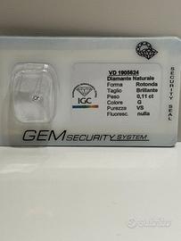 ⭐ DIAMANTE CERTIFICATO IGC – 0.11 CT – G / VS ⭐