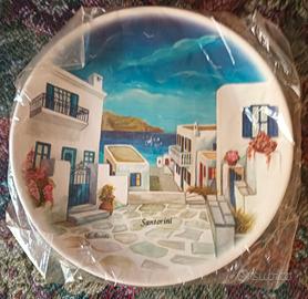 Piatto decorativo di Santorini dipinto a mano 