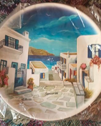 Piatto decorativo di Santorini dipinto a mano 