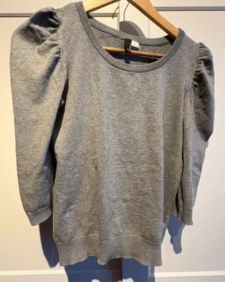 Maglioncino cotone crop con maniche a sbuffo 36