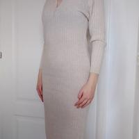 Abito lungo bianco panna in maglia Made in Italy