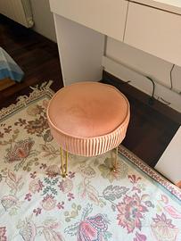 sgabello pouf toeletta rosa cipria oro