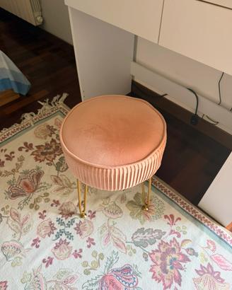 sgabello pouf toeletta rosa cipria oro