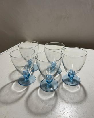 Set 5 calici vintage - stelo fiore blu