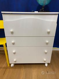 Cassettiera + vaschetta neonato marca Mibb