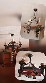 Lotto 3 lampadari vintage anni'80 per rustico 