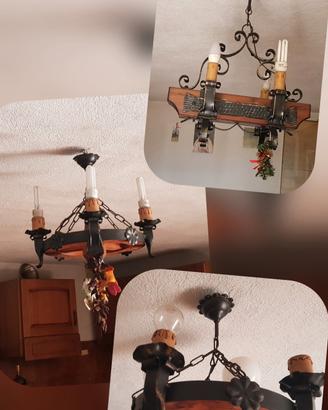 Lotto 3 lampadari vintage anni'80 per rustico 