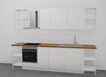 Cucina IKEA Enhet bianca con top legno