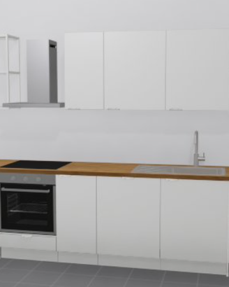 Cucina IKEA Enhet bianca con top legno