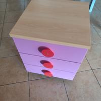 comodino legno chiaro e fucsia, marca Colombini