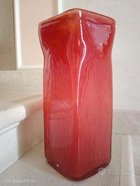 Vaso vetro Murano rosso anni 70