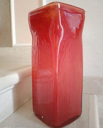 Vaso vetro Murano rosso anni 70