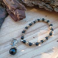 Bracciale in pietre dure di ossidiana e ciondolo