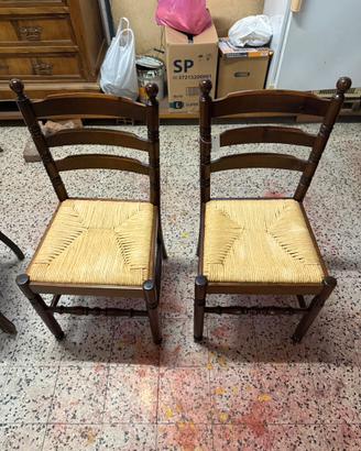 4 sedie noce paglia Vienna rustico