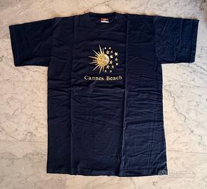 T-Shirt Vintage Cannes Beach XL - Ricamo dorato 