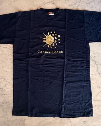 T-Shirt Vintage Cannes Beach XL - Ricamo dorato 