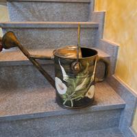 innaffiatoio in alluminio decorato con decoupage 