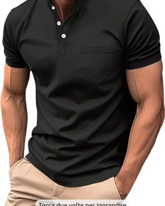 POLO ELEGANTE NERA CON COLLO ALLA COREANA 
