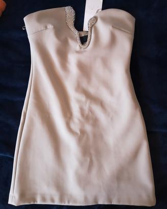elegante abito zara bianco sporco 