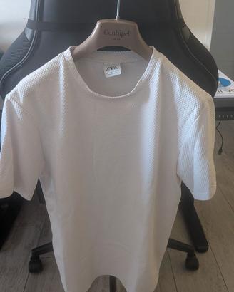 T-shirt Zara bianca con tessuto strutturato - S