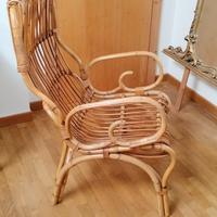 Poltrona in bambù e rattan anni 90