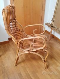 Poltrona in bambù e rattan anni 90