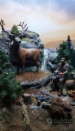 Diorama  Caccia al cervo in montagna.