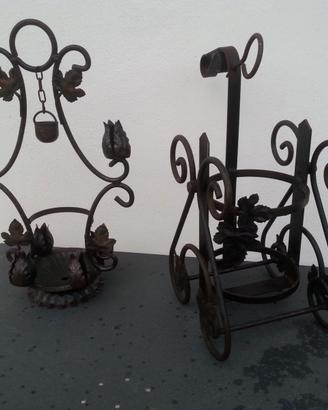 Espositore portabottiglie versatore ferro battuto