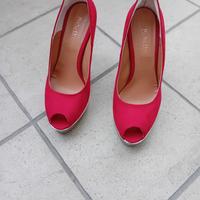 Scarpe rosse bellissime n. 37 camoscio-con plateau