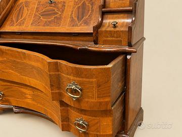 Comò ribalta secretaire noce intarsio 110x59x107