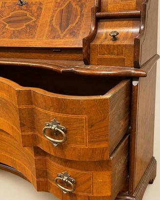 Comò ribalta secretaire noce intarsio 110x59x107