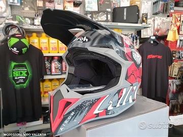 casco moto cross AIROH Wraap Alien rosso opaco