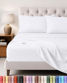 Set Lenzuola Letto 4 Pezzi, 180x200cm, Bianca