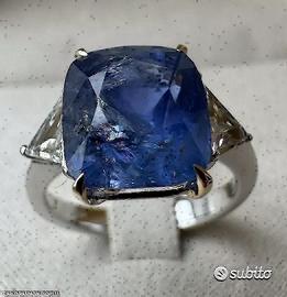 ANELLO ORO 18kt. CON DIAMANTI E ZAFFIRO BIRMANO