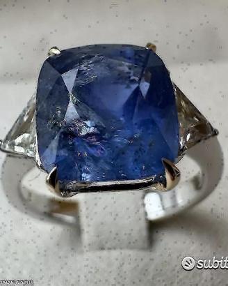 ANELLO ORO 18kt. CON DIAMANTI E ZAFFIRO BIRMANO
