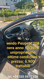 Peugeot 208 anno 12/2016 82 cv km 84.900 nera