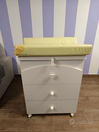 Mobile fasciatoio con vasca da bagno e 3 pratici c