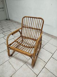 Sedia in vimini rattan anni 80