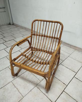 Sedia in vimini rattan anni 80
